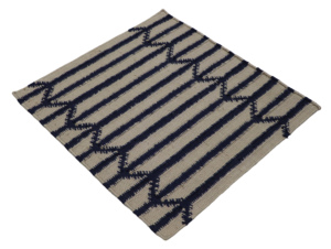 Tapis plat tissé à la main, écologique, contemporain, bleu beige, à rayures géométriques, en fil de laine, tapis de salon, ensembles de tapis - Product Image 3