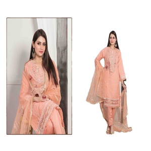 TAWAKKAL marca 2023 conjunto de 3 piezas camisa de Organza bordada pesada elegante Dupatta viscosa pantalón indio pakistaní boda mujeres - Product Image 1