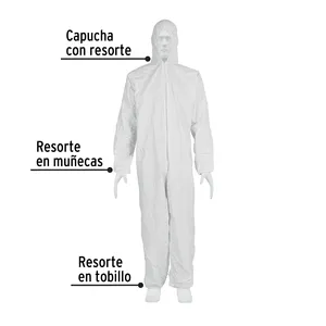 Pretul tuta usa e getta taglia G 5 unità in scatola con cappuccio protettivo riflettente di sicurezza caratteristiche impermeabili materiale SMS - Product Image 2