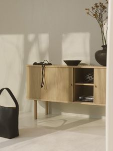 Modern Solid Wood <b>Sideboard</b> with Adjustable Height for Dining & Living Rooms Home & Hotel Use <b>Black</b> Finish - Product Image 2