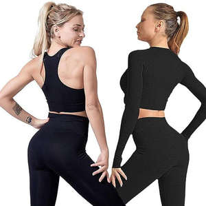 Conjunto de traje de Yoga sin costuras personalizado más vendido, entrenamiento, correr, 2 piezas, ropa deportiva, conjunto de Yoga para mujer - Product Image 1