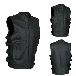 Gilet en cuir crâne respirant d'hiver pour hommes Vêtements d'extérieur sans manches solides - Product Image 4