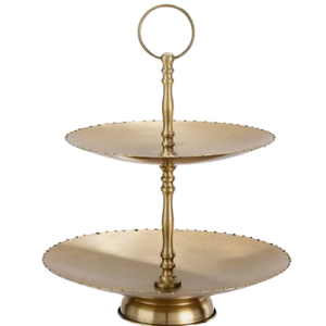 Support à gâteau décoratif en métal à deux niveaux, de luxe, pour fruits et desserts, idéal pour les fêtes d'anniversaire - Product Image 2