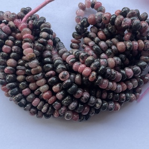 6 มม.8 มม.10 มม.สีชมพูธรรมชาติสีดํา Rhodonite หินเรียบ Rondelle ลูกปัดขายส่งราคา Semi Precious ลูกปัดเครื่องประดับทํา - Product Image 3