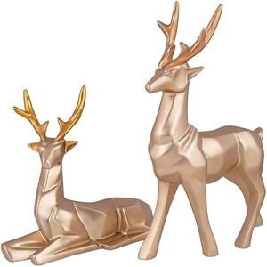 Statues dorées Art déco DIY pour la décoration intérieure Figurines d'animaux en résine céramique de taille standard pour mariage anniversaire Diwali Pâques - Product Image 4