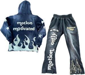 ชุดวอร์มแบบมีฮู้ดสำหรับฤดูใบไม้ร่วง ผ้าฝ้าย 100% ซักย้อมสีแบบแอซิดวอช คุณภาพพรีเมียม สีซีดแบบซันเฟด  โลโก้ DTF  ไซส์พลัส  สำหรับทั้งชายและหญิง - Product Image 1