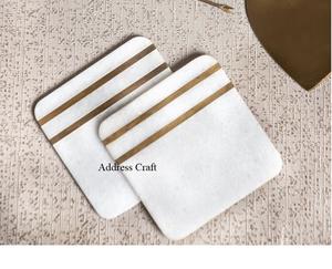 New Decorative 4pcs Resin with Brass Inlay Coaster Set For Cup Mug <b>Placemats</b> Epoxy Resin Drinking Tea Cup Coaster & Accessories - Product Image 3