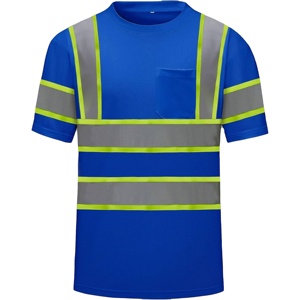 Camisetas de Trabajo de Poliéster de Alta Visibilidad Personalizadas, Transpirables, con Cintas Reflectantes, de Secado Rápido y Antibacterianas - Product Image 1