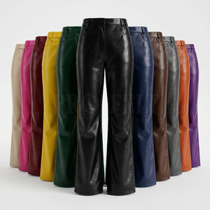 Pantalon en cuir noir droit pour homme et femme, pantalon en cuir de veau, texture grainée, respirant, hiver, automne, pantalon en cuir flexible - Product Image 1