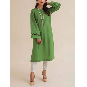 Conjunto de vestido de pantalón de césped de verano para mujer verde y blanco, ropa de fiesta bordada hasta el suelo, servicio OEM personalizado - Product Image 3