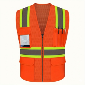 Custom Hi Vis Security Guard Safety Vest with Pockets Durable Reflective Mesh Cotton Jacket Workwear ANSI Compliant - Product Image 1