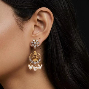 Pendientes florales con circonitas en plata de ley 925, minimalistas, estilo indio, para fiestas, uso diario, juego de pendientes. - Product Image 1