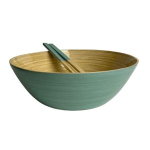 Ensaladera de bambú hilado de alta calidad hecha a mano con cuchara de varios colores para utensilios de cocina al por mayor de Vietnam - Product Image 1