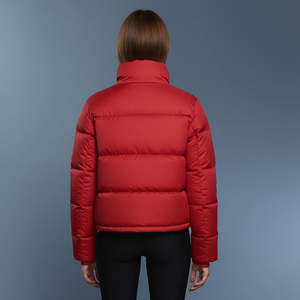 Vestes d'hiver matelassées en gros, couleur rouge unie, tissu respirant, doublure en polyester, rembourrage en coton, imperméables, vestes à bulles - Product Image 3