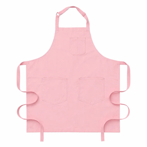 Delantal sin mangas de lona negra con 3 bolsillos, lavable a máquina, para cocinar, uso diario, tela tejida a la moda - Product Image 2