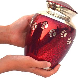 Urnes de crémation pour animaux de compagnie pour chiens et chats cendres fabriquées à la main en laiton mémoire souvenir argent gravé empreintes de pattes urne - Product Image 3