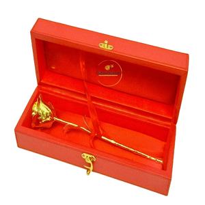 Venta al por mayor 24K oro natural genuino sumergido Rosa regalos de San Valentín 24K oro sumergido rosa con caja de regalo y Flor de regalo artificial Ho - Product Image 2