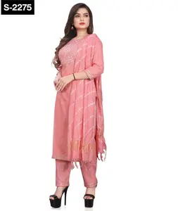 Indian and Pakistani Style Ready Made Magic Cotton with Embroidery Work Kurtis and Plus Size Available for Casual Wear for women