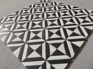 Mosaico de Mármol Blanco <span class=keywords><strong>y</strong></span> Negro con Diseño Único e Irregular, Corte por Chorro de Agua, <span class=keywords><strong>para</strong></span> Paredes de Cocina <span class=keywords><strong>y</strong></span> Baños - Product Image 5