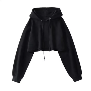 Oversized Hoodie 300gsm Womens <b>Crop</b> Thick Hoodies and Sweatshirts Fleece Womens Sports - Product Image 1