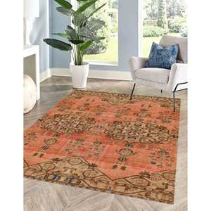 Tapis turc géométrique : Tapis d'intérieur tribal antidérapant, avec poils doux - Product Image 1