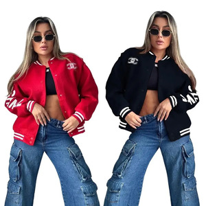 Automne hiver 2022 femmes de haute qualité ample coupe-vent coton varsité veste confortable Street Wear en motif solide - Product Image 4