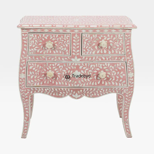 Mesa de consola con incrustaciones de hueso única hecha a mano Tradebyd con patrones tradicionales Estilo de diseño moderno Características ajustables - Product Image 1