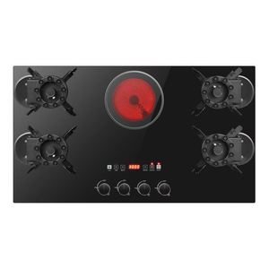 Table de cuisson à gaz encastrable 5 brûleurs avec couvercle rabattable, en verre, pour usage domestique, allumage électronique, puissance 5200W, livraison rapide - Product Image 5
