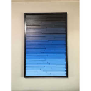 Enargy Décoration murale mosaïque en bois bleu Accent élégant pour la maison ou le bureau - Product Image 1