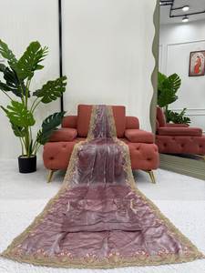 Saree en soie traditionnel élégant avec paillettes Zari et broderie pour les mariages indiens Festivals Diwali Party Wear Tenue extensible - Product Image 4