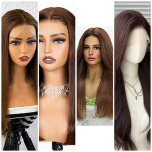 Lujosa peluca Remy Brown Color HD Lace Look & Feel Natural - Product Image 1