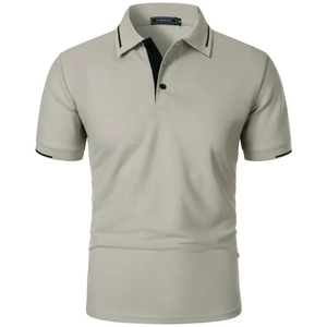 Polos de golf de manga corta de alta calidad al por mayor para hombre, Polo ajustado de verano con cuello vuelto y logotipo bordado personalizado - Product Image 5