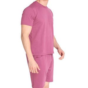 Ensemble de t-shirts en coton décontractés pour hommes avec short respirant pour l'été chaud motif solide et imprimé confortable T Shorts à manches courtes - Product Image 3