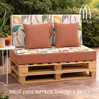 Juego de Cojines para Sofá de Jardín Manemi con Diseño de Follaje, 120x80 + 120x50 cm, Resistentes al Agua, Extraíbles y Lavables a Máquina