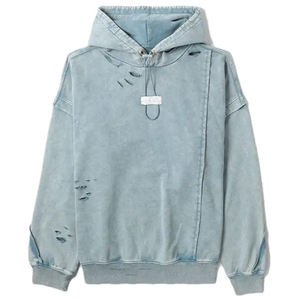 Venta al por mayor Unisex 450G 100% algodón pesado en blanco moda de gran tamaño lavado sudaderas con capucha para hombres con bolsillo - Product Image 1