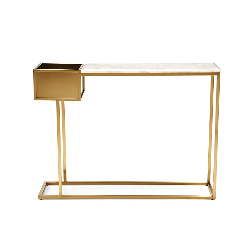 Elegantes Cafeteria Hotel Haushalt Marmor Esstisch Chrom-Cafetisch mit goldenen Chrome-Beinen