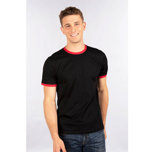 Camiseta Lisa Ringer personalizada con dobladillo de manga de color de contraste y cuello redondo. Camiseta de cuello redondo para marca para hombre - Product Image 2