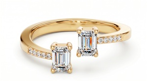 <b>Emerald</b> Cut Diamond <b>Ring</b> With Side Diamonds For Women Engagement Classic Style Lab Grown Diamonds - Product Image 1