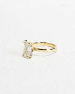 Bague solitaire Art Deco 9x13 MM en argent 925 avec demi-cercle cathédrale d'éternité et halo invisible - Product Image 2