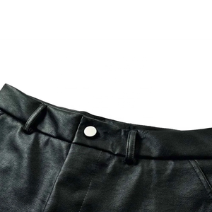 Mens Quilted <b>PU</b> Leather <b>Shorts</b> Button-Waist Mid Length Fashion Casual-Bottoms High Quality Customized Logo Printed Men's - Product Image 4