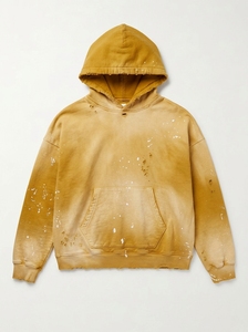 Sudadera con capucha para hombre, estilo streetwear, oversize, de forro polar, con lavado ácido y efecto desgastado, con salpicaduras de pintura, personalizable, lisa, al por mayor - Product Image 6