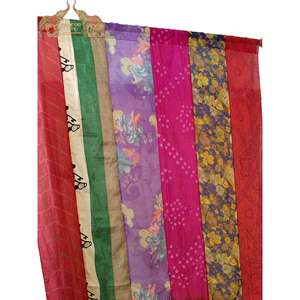 Indian Old <b>Silk</b> Sari Saree Boho-Themed Window <b>Curtains</b> & Valances Elegant Bohemian Decor Drapes - Product Image 6