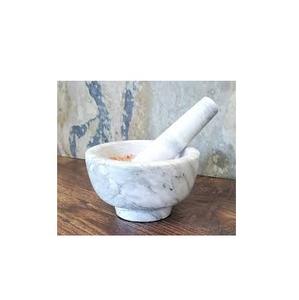 Mortier et pilon en marbre de qualité antique, broyeur à herbes en pierre, produit artisanal, ensemble mortier et pilon en marbre, produit artisanal - Product Image 3