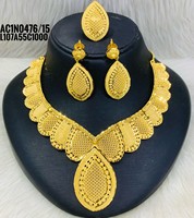 Conjunto de Collar con Cadena de Latón Chapado en Oro de Un Gramo y Colgante de Flor Adorable para Mujer, Regalo de Joyería de Moda para Compromiso, Aniversario o Fiesta