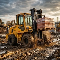 Chariot élévateur tout-terrain diesel 4x4 YCMG 3 tonnes avec certification CE pour les travaux de construction, les exploitations agricoles et les environnements boueux