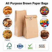 Bolsa de Papel Kraft Marrón con Logotipo Personalizado al por Mayor, Bolsa de Papel Resistente al Aceite para Panadería, Sándwiches y Comida para Llevar