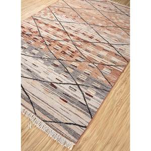 Alfombra Afgana de Lana Anudada a Mano Zuri EA-7114, Roja y Naranja, Geométrica Abstracta, de Viscosa, para Sala de Estar, Pasillo, Forma Rectangular - Product Image 2