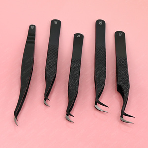 Pince à épiler d'extension de cils avec logo personnalisé pointe en fibre pince à cils classique incurvée pointes crochets Diamond Grip ensemble de pinces à cils Nano grip - Product Image 6