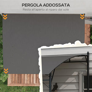 Outsunny-Gazebo de Pérgola con 12 Agujeros de Drenaje, Metal y Poliéster, 400x296 0/262x20 cm, Gris Oscuro - Product Image 4