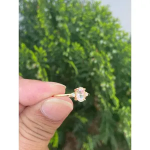 14K Gold Natural Morganite Oval Cut <b>Ring</b> Handmade Luxury Fine Jewelry Wholesale Supplier - Product Image 3
